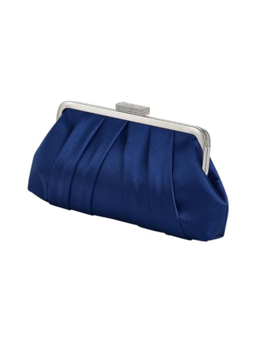 Satin Pleated Clutch with Pearl Chain Evening Shoulder Bag Formal Purse